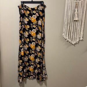 NATURAL LIFE Black and Yellow Floral Maxi Skirt